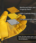 ANSI A9 Cut Resistant Leather Work Gloves With Reinforced Fingertips And Palm PM3401 Cowhide Safety Gloves Size L