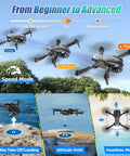 Foldable 1080P Drone With Camera For Kids And Beginners Easy To Fly Toy Gift For Boys And Girls showing speed modes and features.