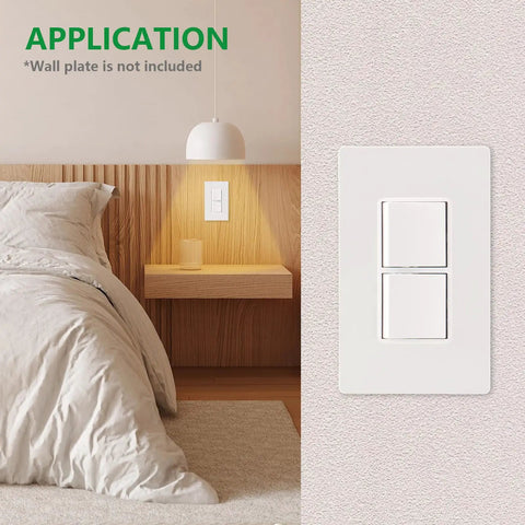 Two Pack Duplex Rocker Decorator Switch For Fan And Light Control 15 Amp 120 Volt Double Light Switch Space Saver Dual Switch UL Listed White Finish Easy Install in bedroom wall