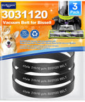 Bissell Vacuum Belt Replacement 3 Pack Compatible With Style 7 9 10 12 14 16 Upright Vacuums Easy Install Durable Belts For Smooth Suction Secure Fit Quiet Operation No Tools Required For Easy Replacement, 3 black rubber belts