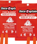 Top Shelf Two Pack Emergency Fire Blanket Measuring Forty Seven By Seventy One Inches X Large Flame Retardant for kitchen safety.