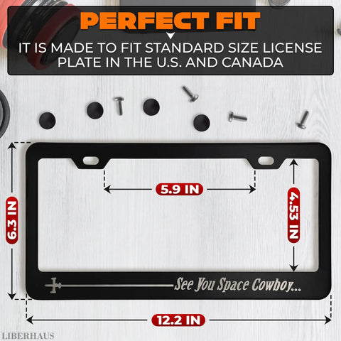 Aluminum License Plate Frame With Matte Black Finish Dope Cartoon Inspired Design 12.2x6.3 Inches Standard US Canada Fit