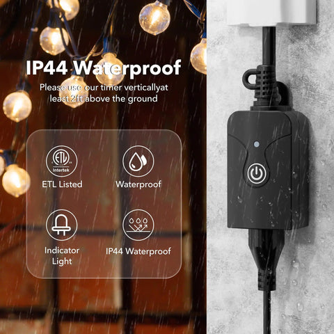 Outdoor Smart WiFi Plug Outlet With Heavy Duty Grounded Outlet No Fuss Remote App Control And Voice Control Works With Alexa And Google Home 2.4 GHz WiFi Only ETL Listed 1 Pack installed outdoors