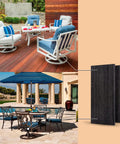 Heavy Duty Patio Chair Spring Plate Replacement Kit For Universal Swivel Rockers With Fiberglass Base Pads Easy Yard Fix Solid No Sweat Rebuild Restoration Hardware Pack Four Piece Set displayed in outdoor patio settings.