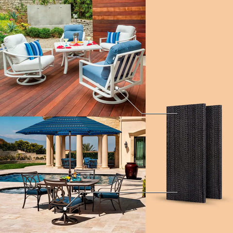 Heavy Duty Patio Chair Spring Plate Replacement Kit For Universal Swivel Rockers With Fiberglass Base Pads Easy Yard Fix Solid No Sweat Rebuild Restoration Hardware Pack Four Piece Set displayed in outdoor patio settings.