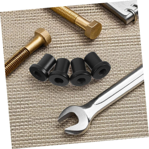 Beefy Carbon Steel Sliding Barn Door Clamps 4 Pack showing heavy duty track hardware with wrench and bolts for barn doors.