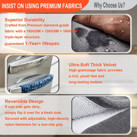 Velvet Refrigerator Handle Covers Set Of 5 Washable Door Handle Protectors showing fabric details and reversible design