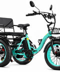 Two Seater Electric Tricycle For Adults With 1350W Peak Motor 90 Mile Range 48V 15.6Ah Battery rear seat and basket, side view