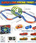 Slot Car Race Track Set With Glow In The Dark Tracks, 71 Pieces, USB Rechargeable Light Up Car, 360 Degree Triple Loops
