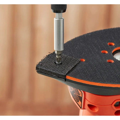 Pick Up This Bad Boy Heavy Duty Multi Sander With 200 Watt Motor, 4 In 1 Orbital And Finger Sanding Heads, Dust Free Power Tool For Quick Smooth Wood Finishes Worth Every Penny close-up of sanding pad with a screw being tightened.