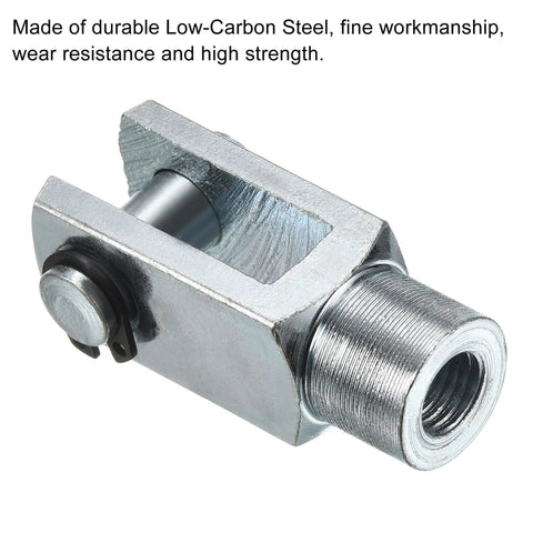 Air Cylinder Clevis End Y Connector 2 Pack M10x1.25 Female Thread 52mm Length For Foot Mounting On Pneumatic Cylinders Heavy Duty Silver Built To Last Metal Industrial Automation Grade, low-carbon steel clevis joint