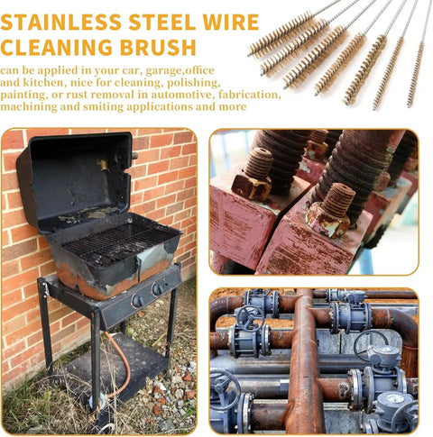Brass Wire Tube Brush Set 6mm Diameter Flexible Cleaner For Narrow Tubes Cylinders And Pipes Removes Welding Slag And Rust