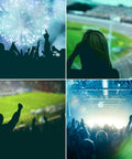 Collage of concerts and stadium events suitable for Disposable Earplugs For Concerts And Stadiums NRR 32 dB Soft Smooth Design.