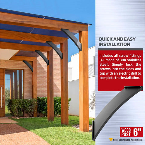 Heavy Duty 4 Pack Pergola Brackets For Wood Support, 4 By 4 Inch, 45 Degree Arc Angle, Q235 Steel One Piece Forged, weather resistant
