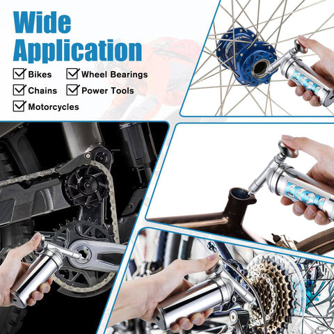Compact Mini Grease Gun Kit With High Performance Bicycle Grease For Precise Lubrication And Lube Of Chains Pedals Bearings And More Nozzle Included Leak Free Seal 100g 3oz Cartridges Ideal Bike Maintenance On The Go