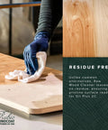 Person using Raw Wood Cleaner For Prep And Finish Electrostatic Dust Removal After Sanding And Vacuuming Cleans Wood Surfaces Before Oil Plus 2C Finish