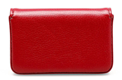 Red Leather Minimalist RFID Blocking Wallet With Magnetic Card Holder For Business Cards And Everyday Essentials, back view