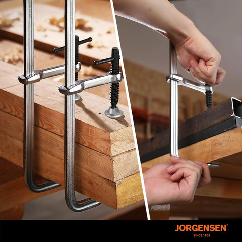 12 Inch Light Duty Bar Clamps Set, Drop Forged Steel, 3 Inch Throat, 12 Inch Opening, securing wood and metal