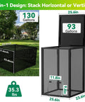 Heavy Duty 2 In 1 Outdoor Compost Bin With Lid, Large 93/130 Gallon Garden Waste Cage, Galvanized Steel Perforated Panels