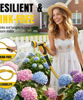50 Ft Five Eighth Inch Heavy Duty Built To Last Garden Hose With Nozzle Flexible Lightweight Kink Resistant Hybrid Hose With Swivel Handle in yard
