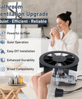 Direct Drop In Replacement Bathroom Exhaust Fan Motor Kit For 50 CFM Quiet Ventilation With Blower Wheel and woman in robe