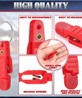 Honoson red heavy-tension snap-release clip with key ring; ABS plastic fishing accessory shown from front/side/close-up