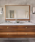 Brushed Gold Solid Brass Cabinet Knobs 5 Pack 1.18 Inch Diameter Drawer Pulls on bathroom vanity