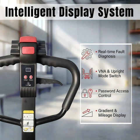 Heavy Duty Amarite Electric Pallet Jack With 4400 Lbs Capacity For Moving Heavy Goods Fast, Lithium Powered Forklift Truck With 48v Battery, Osha Compliant Electromagnetic Brake, intelligent display features.