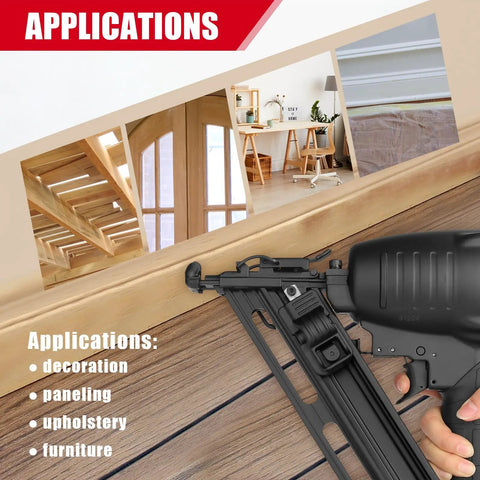 Pro Grade 15 Gauge Angled Finish Nailer With Tool Free Depth Adjustment No Mar Tip for precise woodworking applications