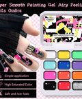 All In One 12 Color Patting Gel Polish Kit With Ombre Gel Palette Brush Silicone Patting Pen Nail Art Stickers And UV LED Curing For Gradient Nails Ideal For At Home DIY Manis, featuring open 12-color palette and nail art