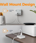 Sleek Flat Surge Protector Power Strip Featuring Ace Usb C Fast Charging Ports And Four Heavy Duty Outlets For Zero Drama Home Office Setup, wall mount design with toaster.