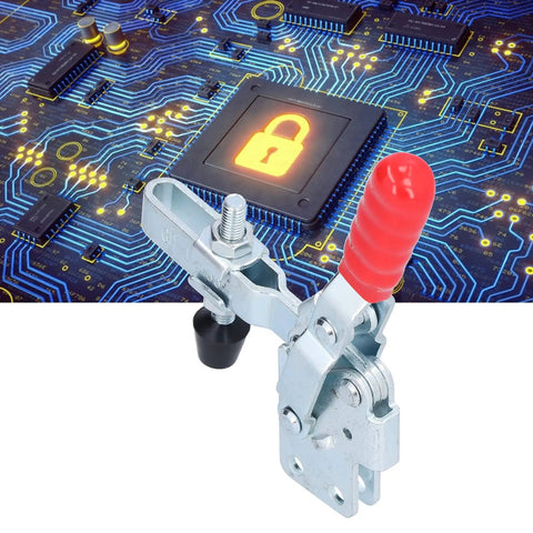 Tough As Nails Hardcore Pro Grade Vertical Quick Toggle Clamp Fixture With Easy Grip Handle, ideal for securing circuit boards.