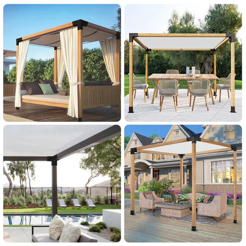 4x4 Pergola Brackets 3 Way Corner Extension Kit For Woodworking DIY Pergola Gazebo Hardware, installed on various pergolas.