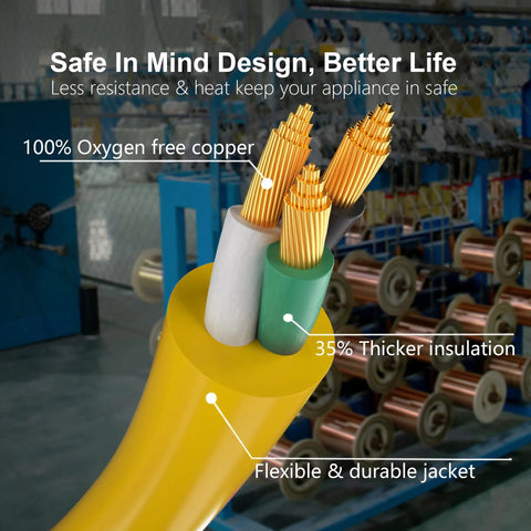 Cutaway view of Tough As Nails Heavy Duty Outdoor Extension Cord 100 Ft Waterproof 12 AWG SJTW showing copper wire and insulation