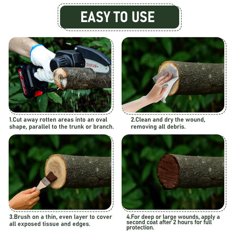 Steps to apply Pro Grade Heavy Duty Tree Wound Sealer And Dressing 500G For Pruning Cuts Damaged Bark Grafting Repair Sealant