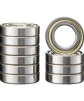 Side view of 6304 Deep Groove Ball Bearing 20x52x15mm 2RS Double Shield Chrome Steel Bearings set of 10, stacked and single angle.