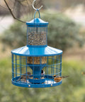 Metal Squirrel-Proof Bird Feeder With 2.8 Lb Seed Capacity, Cage Tube Seed Feeder With Tray, Outdoor Hanging