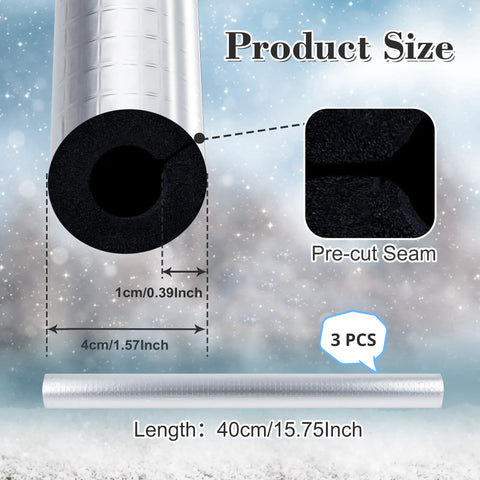 Self Adhesive Slit Foam Pipe Insulation Tubes For Spigot And Outdoor Pipes Freeze Protection Water Heater Lines Three Pack Easy Cut To Fit Three Quarter Inch Diameter product size details