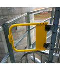 Heavy Duty Self-Closing Gate Hinges With Adjustable Tension For High Traffic Gates And Pool Fences Gloss Black Covers Rust Proof UV Stabilized Easy Install And Durable Safety Gate Hardware For Indoor Or Outdoor Use on industrial metal gate