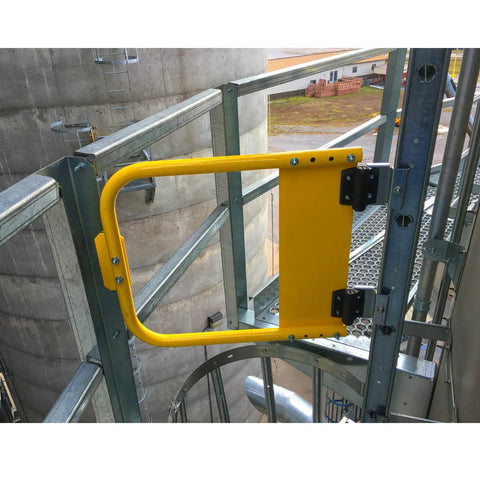 Heavy Duty Self-Closing Gate Hinges With Adjustable Tension For High Traffic Gates And Pool Fences Gloss Black Covers Rust Proof UV Stabilized Easy Install And Durable Safety Gate Hardware For Indoor Or Outdoor Use on industrial metal gate