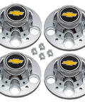 Set Of 4 15 Inch 5 Lug Rally Wheel Center Caps Replacements For Chevy Trucks Blazer Suburban Chrome Silver ABS Plastic Bowtie Emblem Licensed Direct Fit With Easy Install Durable Construction
