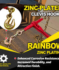 Heavy Duty Ratchet Chain Binders 5/16 To 3/8 Inch, 4 Pack With Clevis Hooks, 5,400 Lbs Working Load; zinc-plated hooks in use