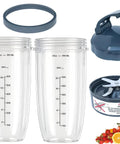 Replacement 32oz Blender Cups And Blade Kit For 600W And 900W High Speed Blenders Five Piece Pro Grade Set with accessories