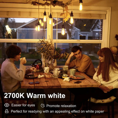 Retro Edison LED Filament Bulbs 8W ST58 Dimmable With 60W Equivalent, 800 Lumens, 2700K Warm White, cozy dining room lighting