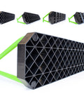 4-In-1 Soccer Rebounder Board for backyard training, green frame with dual surface and angle, shown from the side