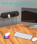Wall-mounted Outdoor Weatherproof Power Strip With 3 Outlets and Flat Plug 6.5 Ft Extension Cord in a home office setup