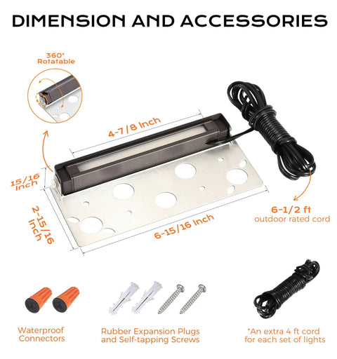 Six Pack 7 Inch Low Voltage Landscape Paver Lights For Outdoor Steps Retaining Walls Decks And Masonry with accessories