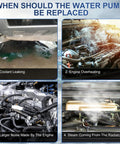 Image showing signs to replace Engine Electric Coolant Water Pump Direct Oem Replacement For Bmw X5 E70 30I: coolant leak, overheating, noise, radiator steam.