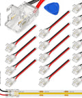 Twenty Pack 8Mm Two Pin Solderless Led Strip To Wire Connectors Snap And Go Transparent Adapters for smooth installation.