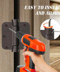 Oil Rubbed Bronze Self-Closing Door Hinge being installed on wooden door, Heavy-Duty 3.5 Inch Auto Closer With 3 1/2 Inch Spring Hinge, 5/8 Inch Radius Corner, Commercial Grade, UL Listed, Adjustable Spring Tension, 2 Pack.
